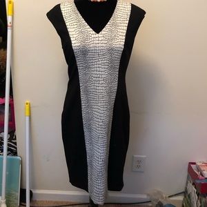 Chic Calvin Klein dress with blazer.